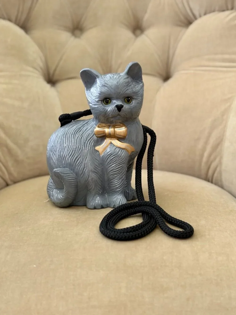 VTG Auth TIMMY WOODS Iconic CAT Signed & Numbered Wood Carved Minaudiere Bag...